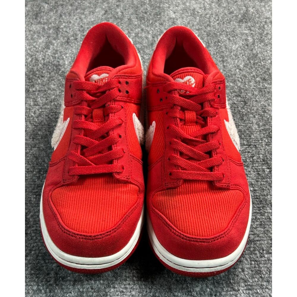 Nike Dunk Low GS Valentine's Day 2024 Fire Red Fuzzy Swoosh Youth 6Y 7W - Picture 3 of 12